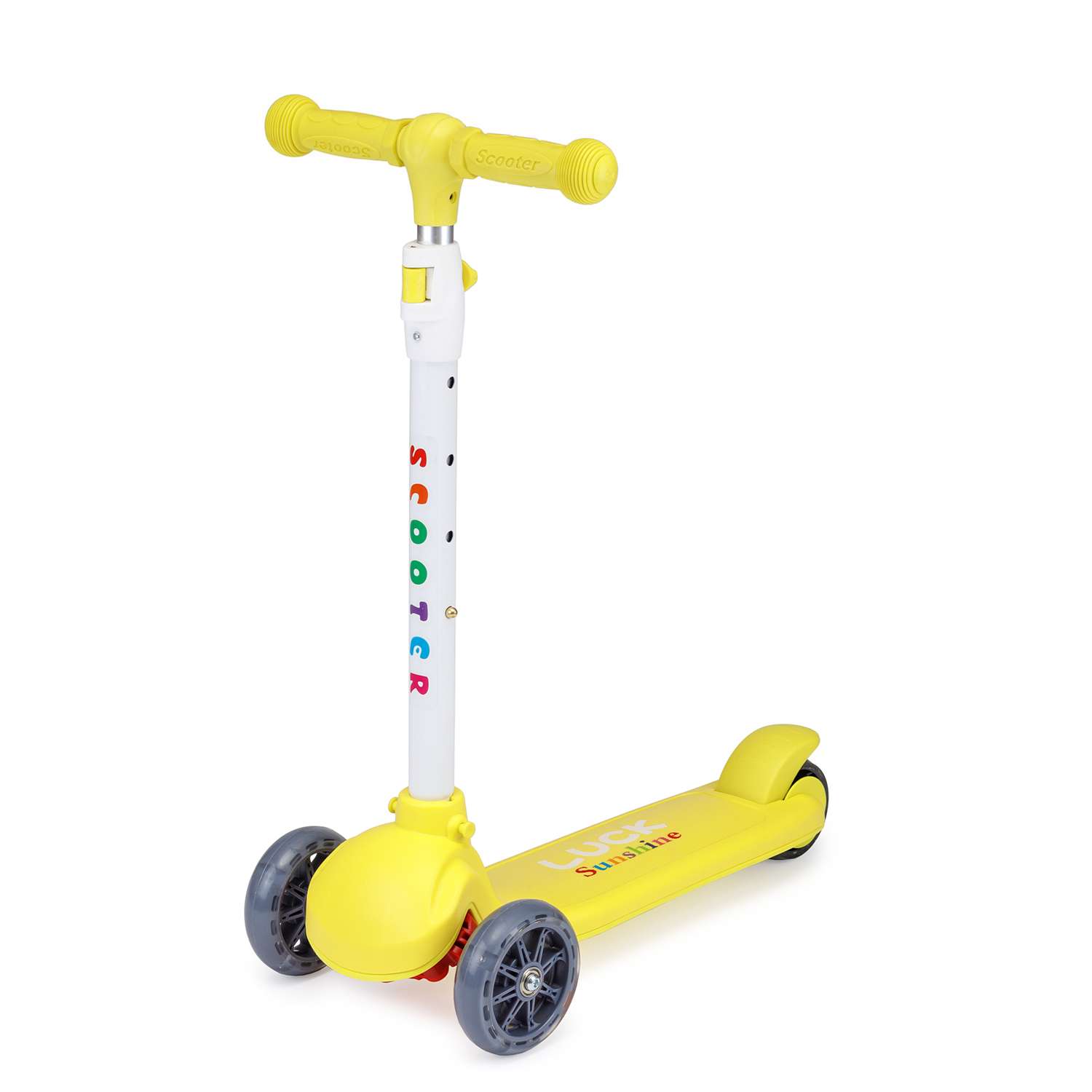 Самокат BABY STYLE детский светящиеся колеса с тормозом до 25 кг желтый - фото 1