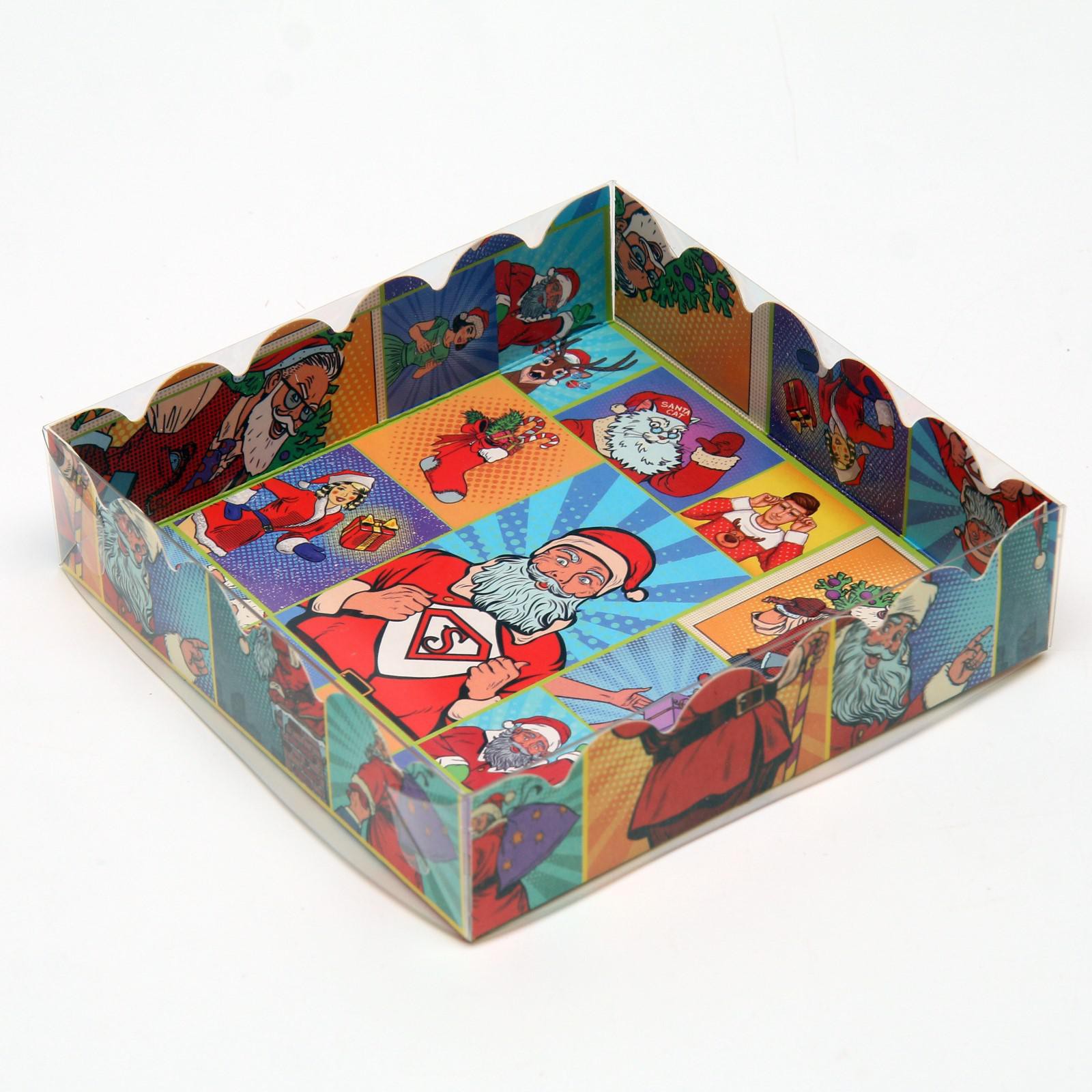 Коробочка Sima-Land для печенья«Pop art новогодние супергерои» 12×12×3 см. 1 шт. - фото 1