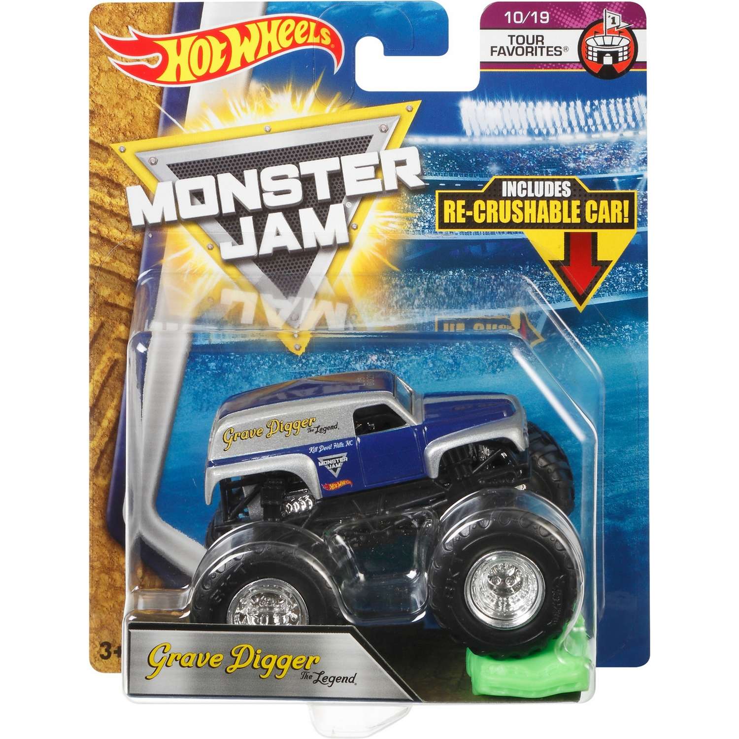 Машина Hot Wheels Monster Jam 1:64 Tour Favorites Грейв Диггер Легенда FLX07 21572 - фото 2