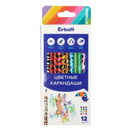 Карандаши цветные Erhaft Studio 12цветов XY1121