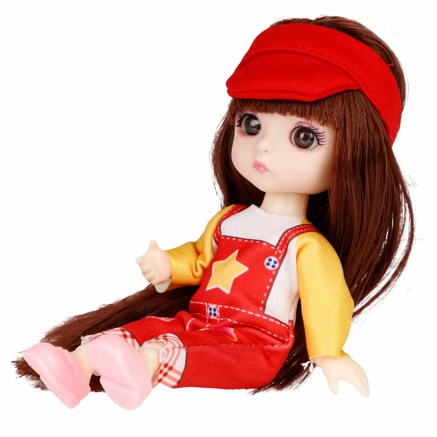 Кукла шарнирная 15 см 1TOY Alisa Kawaii mini с расчёской длинные темные волосы в красной кепке Т24350 - фото 10