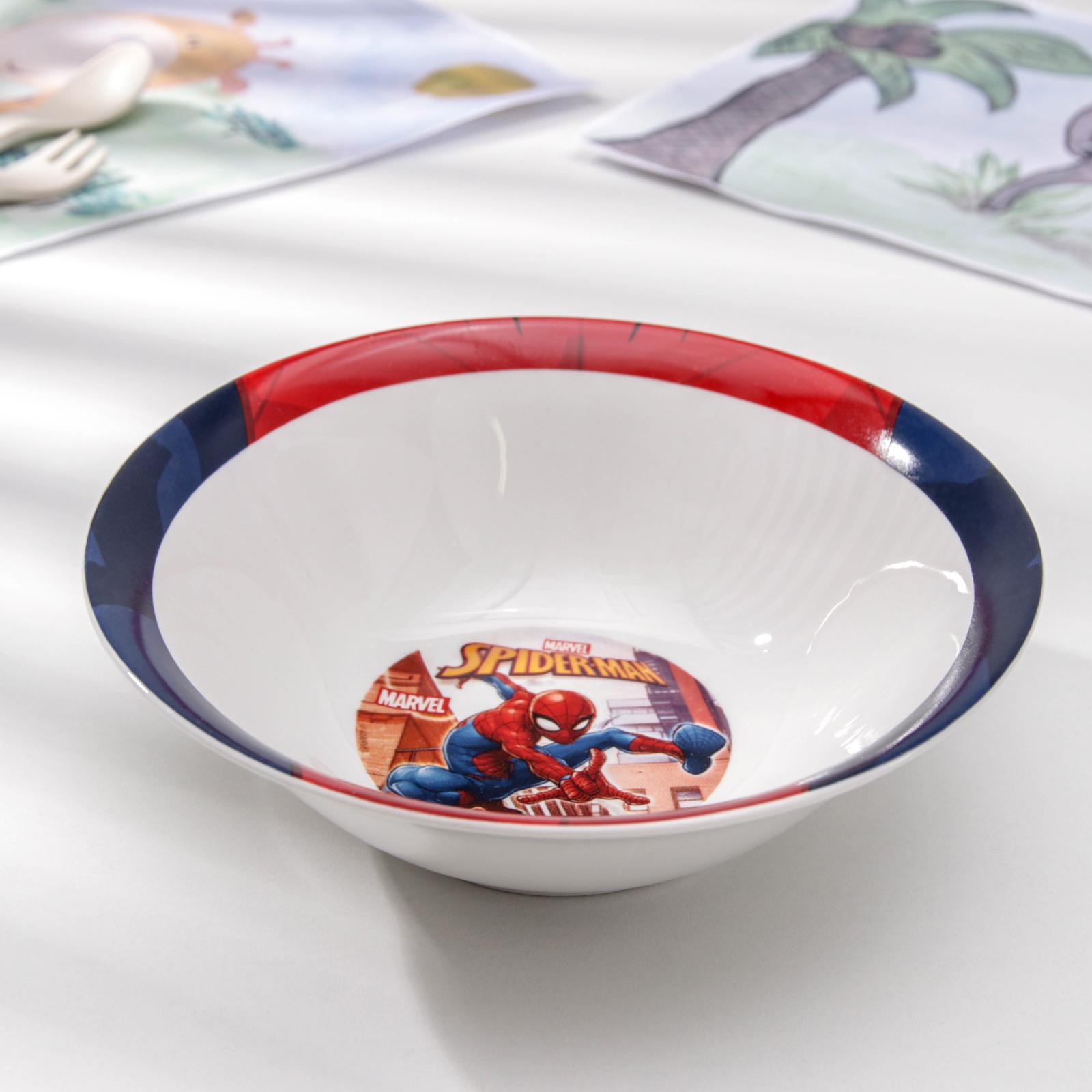 Набор посуды детский Sima-Land Человек паук Улицы миска кружка тарелка - фото 4
