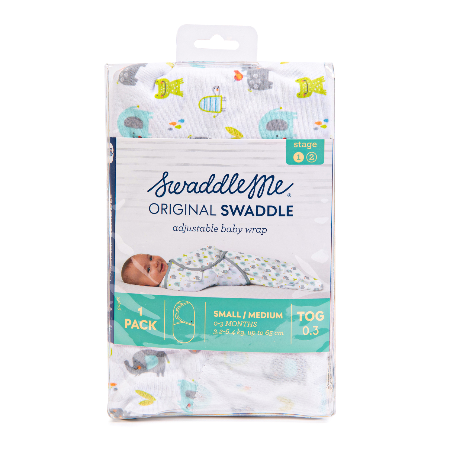 Конверт для пеленания Summer Infant SwaddleMe Сзверята на липучке S/M 59806 - фото 2