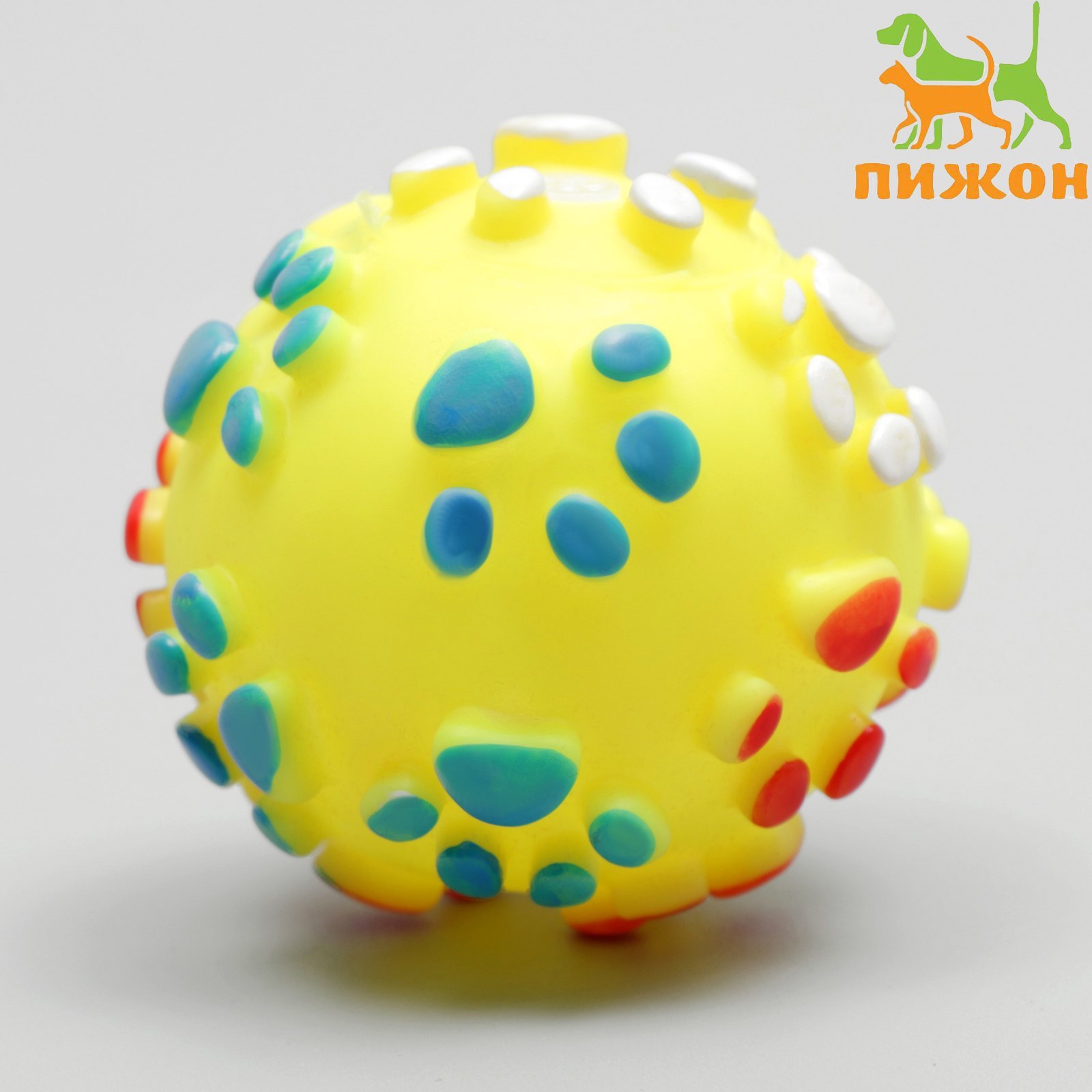 Игрушка для собак Пижон «Мяч Лапка» пищащая жёлтая - фото 1