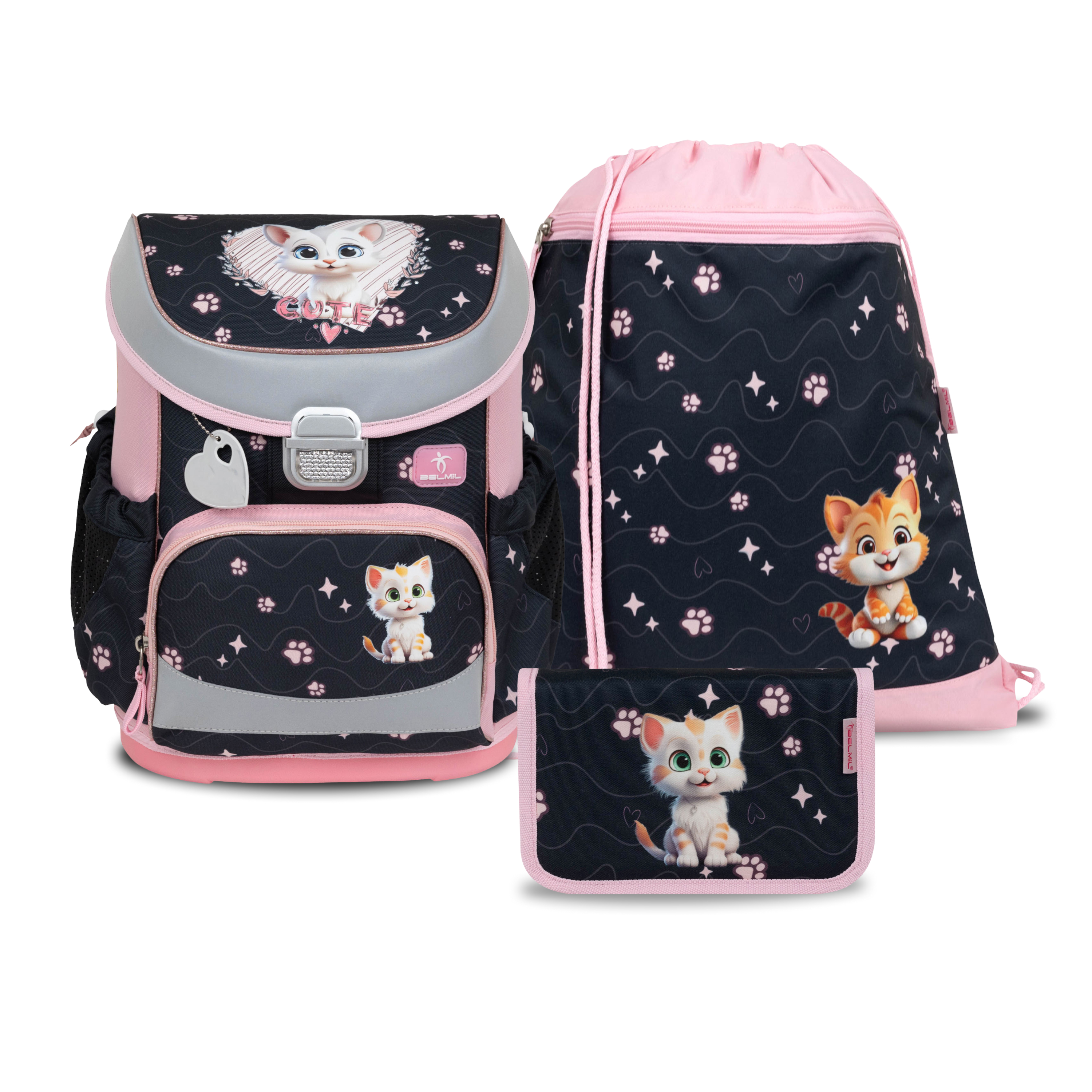 Школьный ранец BELMIL Mini-Fit Cute Kitten с наполнением - фото 1