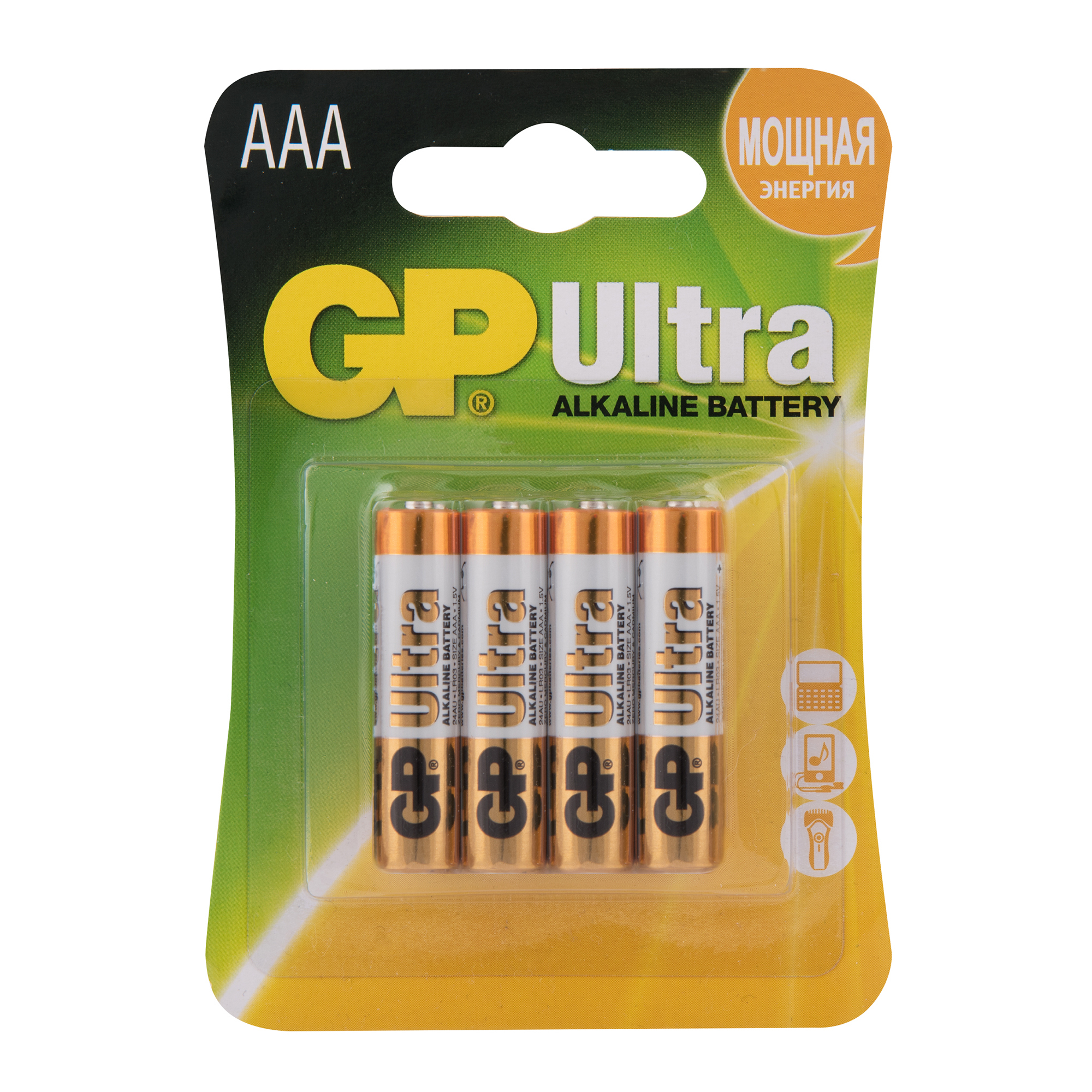 Батарейки GP Ultra AAA 4шт GP 24AU-U4 Ultra 40/320 - фото 1