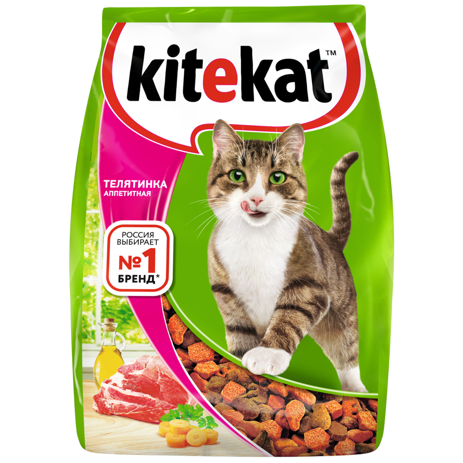 Сухой корм для кошек KiteKat 0.8 кг телятина (полнорационный) - фото 1