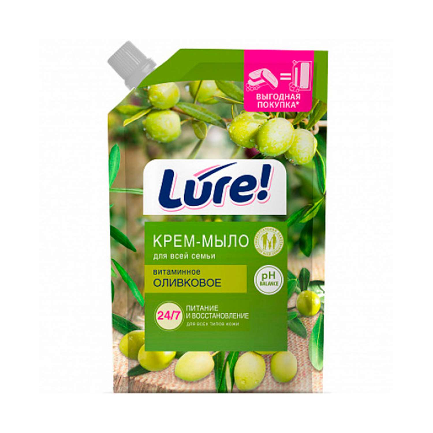 Жидкое мыло LURE Для всей семьи витаминное Оливковое дой-пак 500мл - фото 1