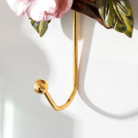 Крючок Sima-Land декоративный полистоун металл «Розовые пионы» 11х10.3 см