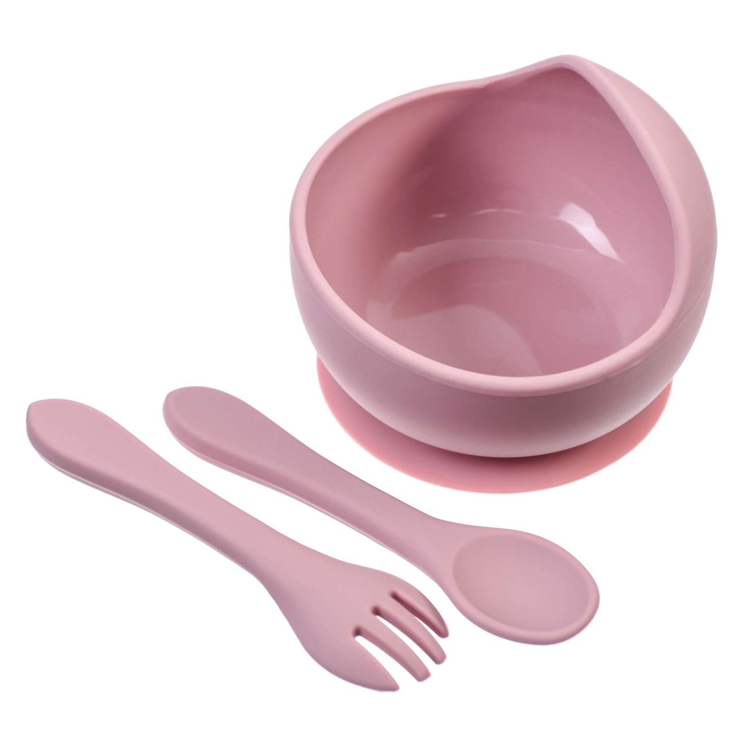 Набор для кормления Mum and Baby миска вилка ложка цвет розовый - фото 2