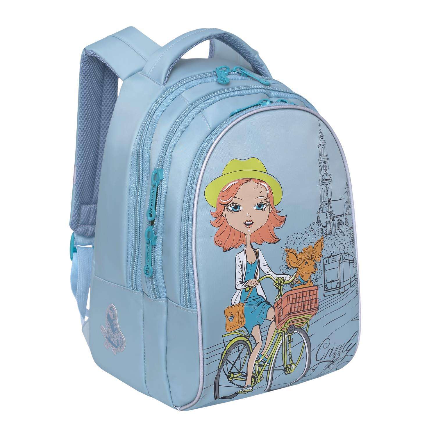 Рюкзак Grizzly для девочки девочка на велосипеде - фото 2