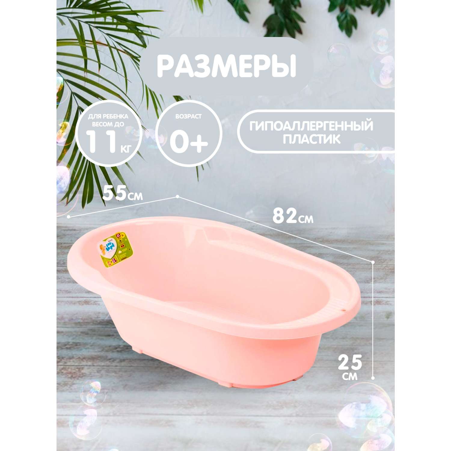 Ванночка детская PLASTIC REPABLIC baby для купания новорожденных со сливом 82 см 42 л - фото 1