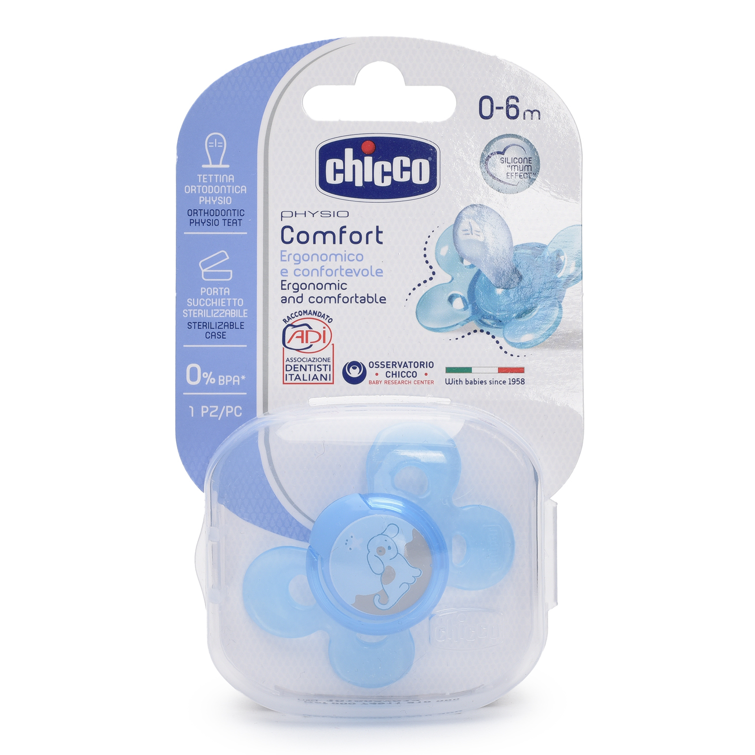 Пустышка Chicco Physio Comfort 1шт 0-6мес сил. Собачка в ассортименте - фото 3