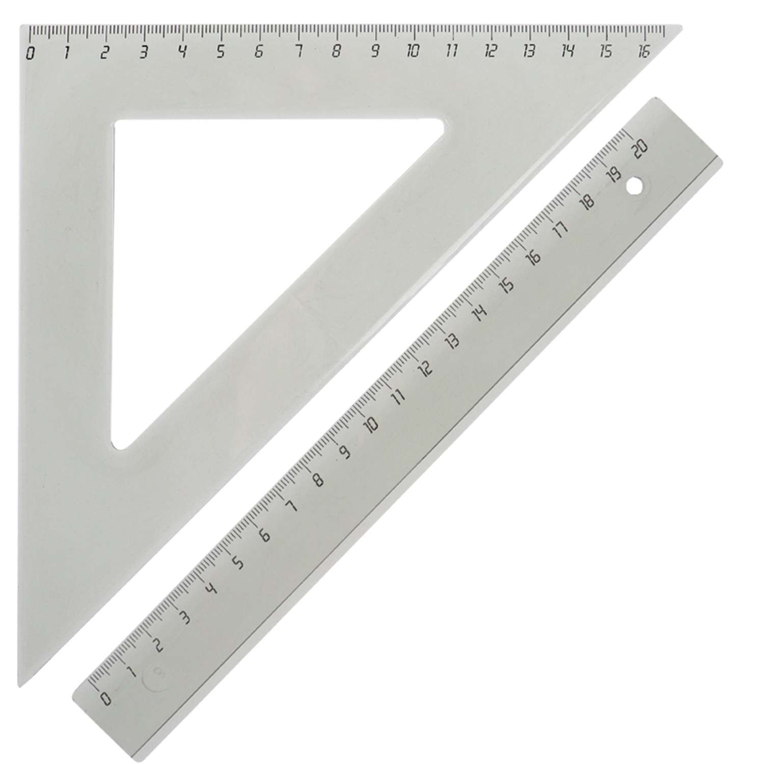 Набор чертежный Prof-Press средний треугольники 12 см и 16 см линейка 20 см и транспортир - фото 2