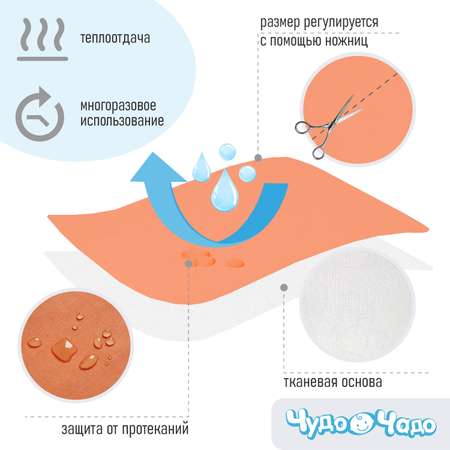 Клеенка Чудо-чадо подкладная без окантовки в кроватку 70х100 оранжевая