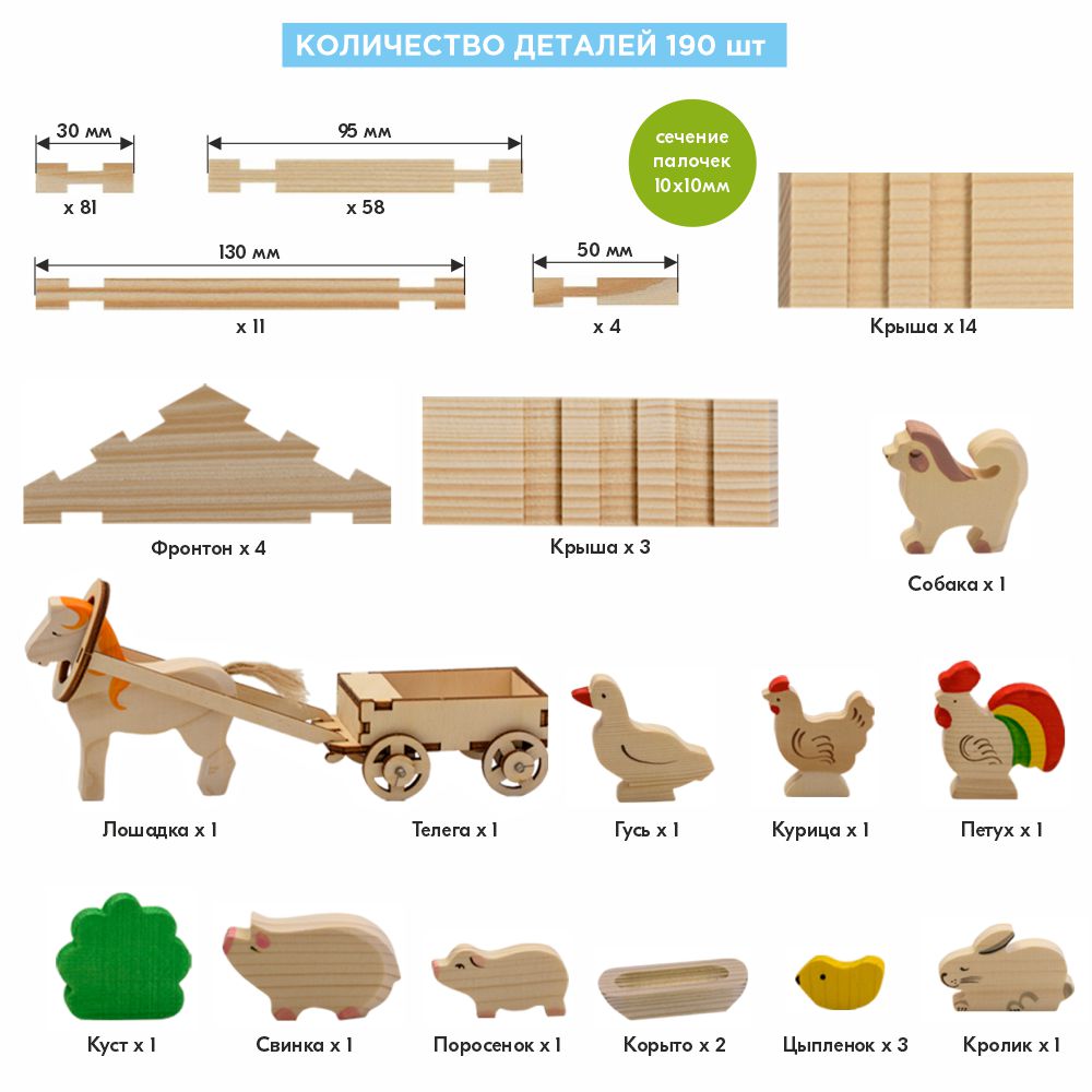 Конструктор ЛЕСОВИЧОК Солнечная ферма №2 190 деталей - фото 8