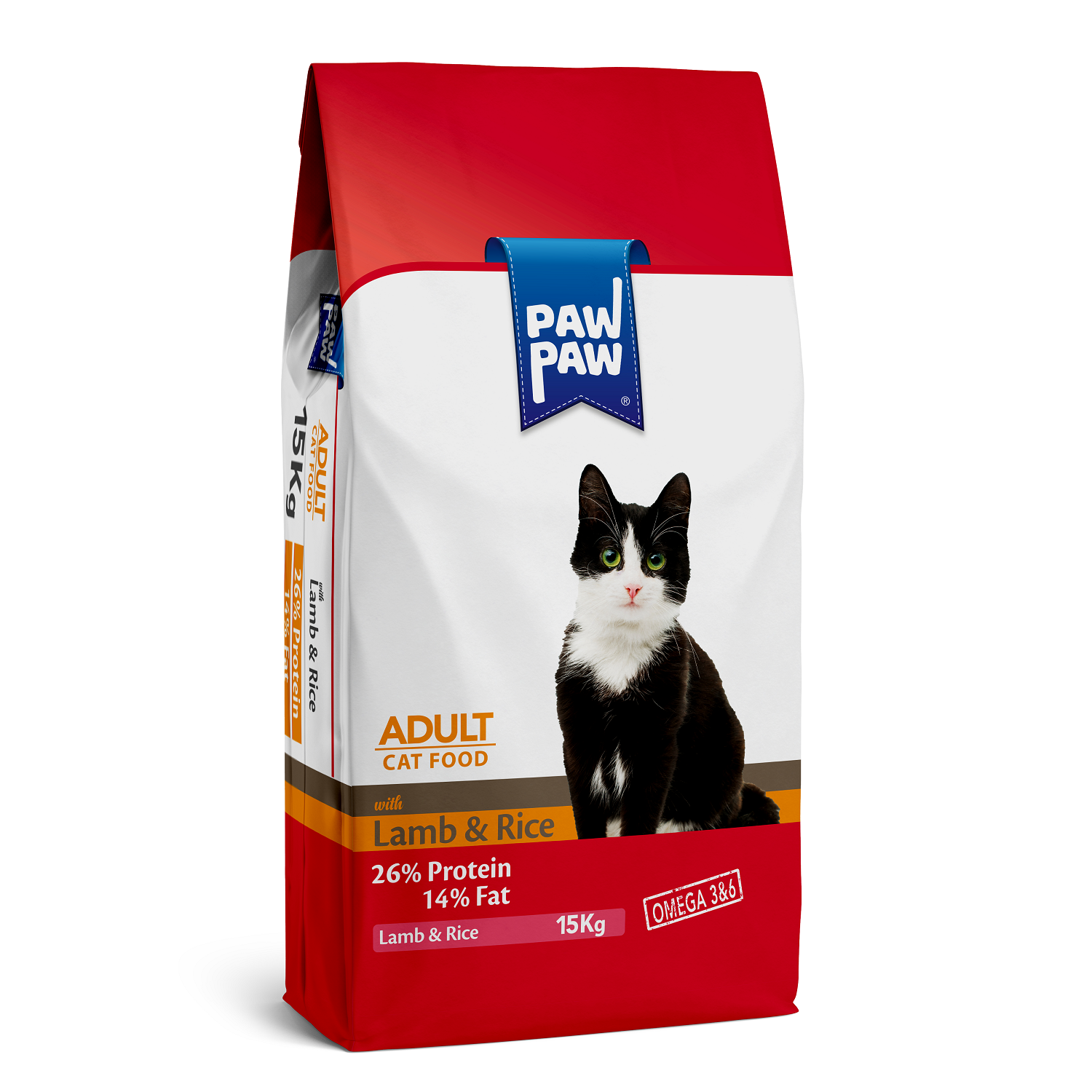 Корм для кошек Paw paw 15кг Adult Cat Food with Lamb and Rice с ягненком и рисом сухой - фото 1