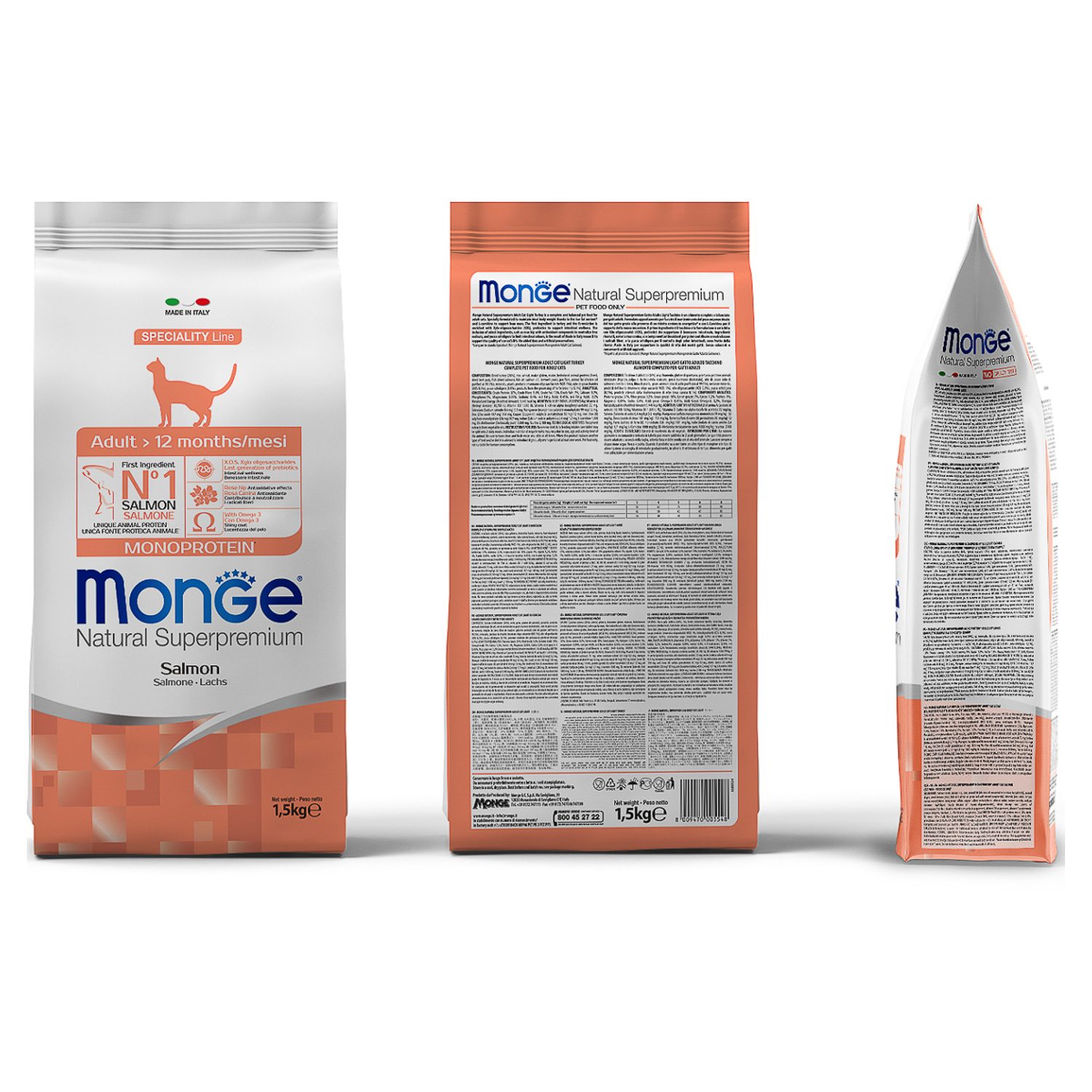 Корм для кошек MONGE Cat Monoprotein взрослых лосось 1.5кг - фото 5