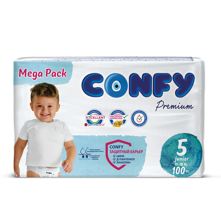 Подгузники CONFY детские Premium 11-18 кг размер 5 100 шт