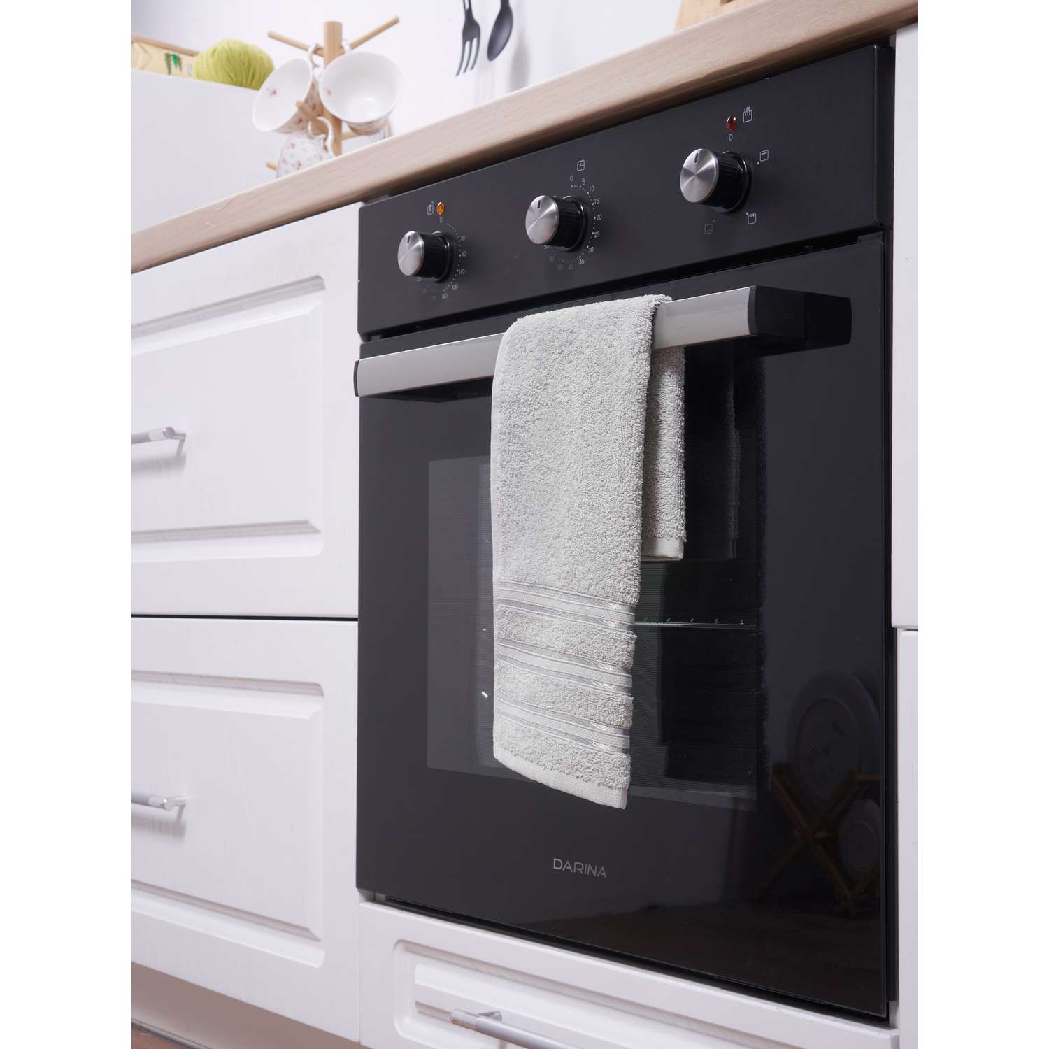 Набор кухонных полотенец 3 шт. ATLASPLUS 30х50 см микрокоттон махра светло-серый серый антрацитовый - фото 4