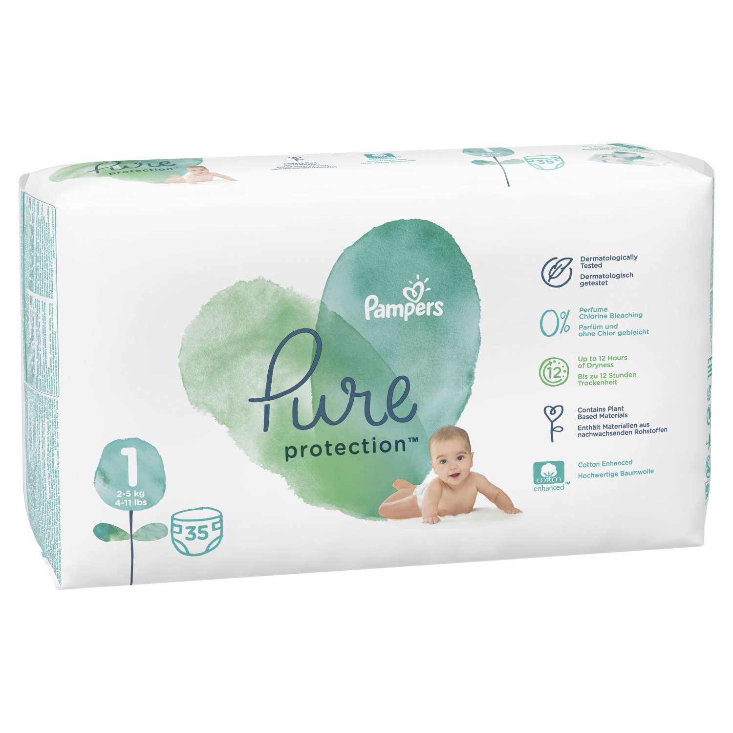 Подгузники Pampers Pure Protection Newborn 2-5кг 35шт - фото 2