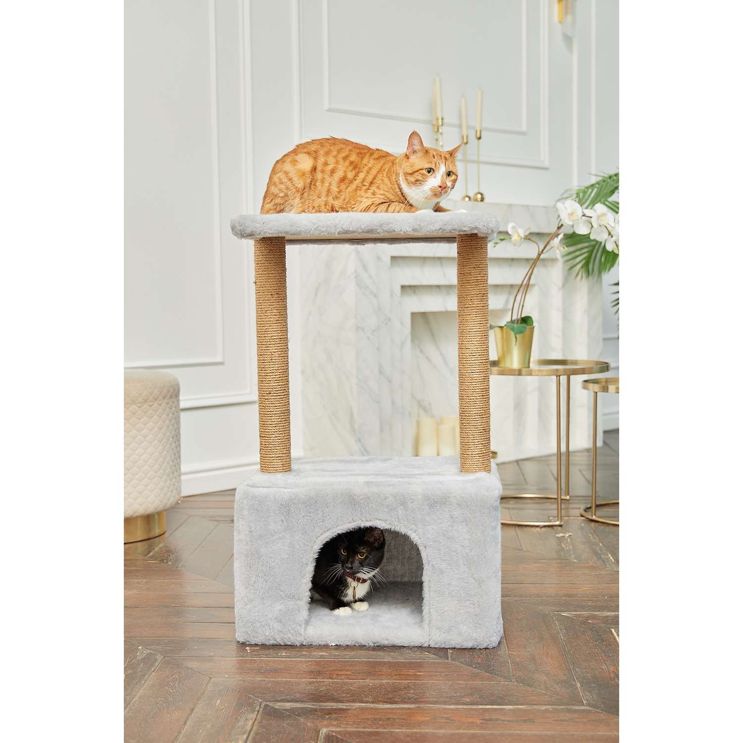 Когтеточка для кошек с домиком БРИСИ Серый - фото 10