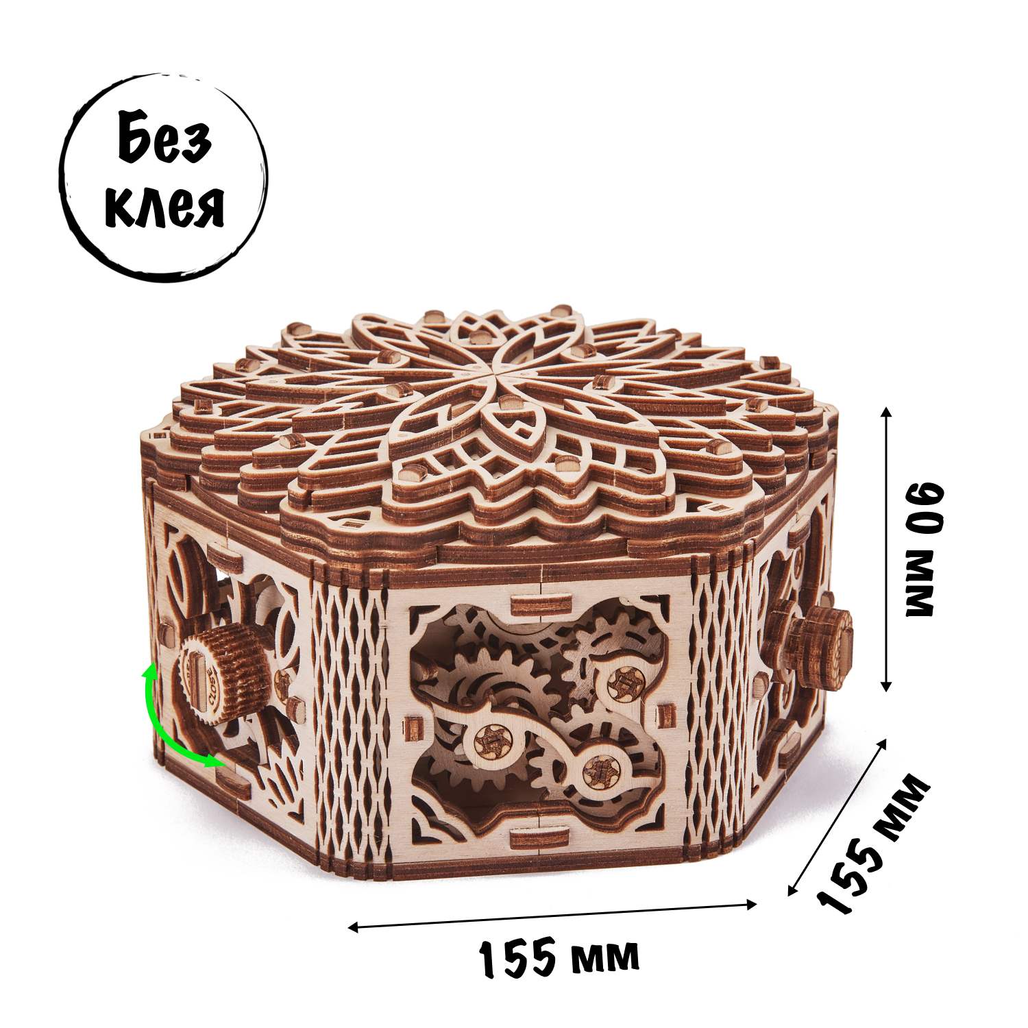 Деревянный конструктор 3D Wood Trick Механическая шкатулка Таинственный цветок - фото 2