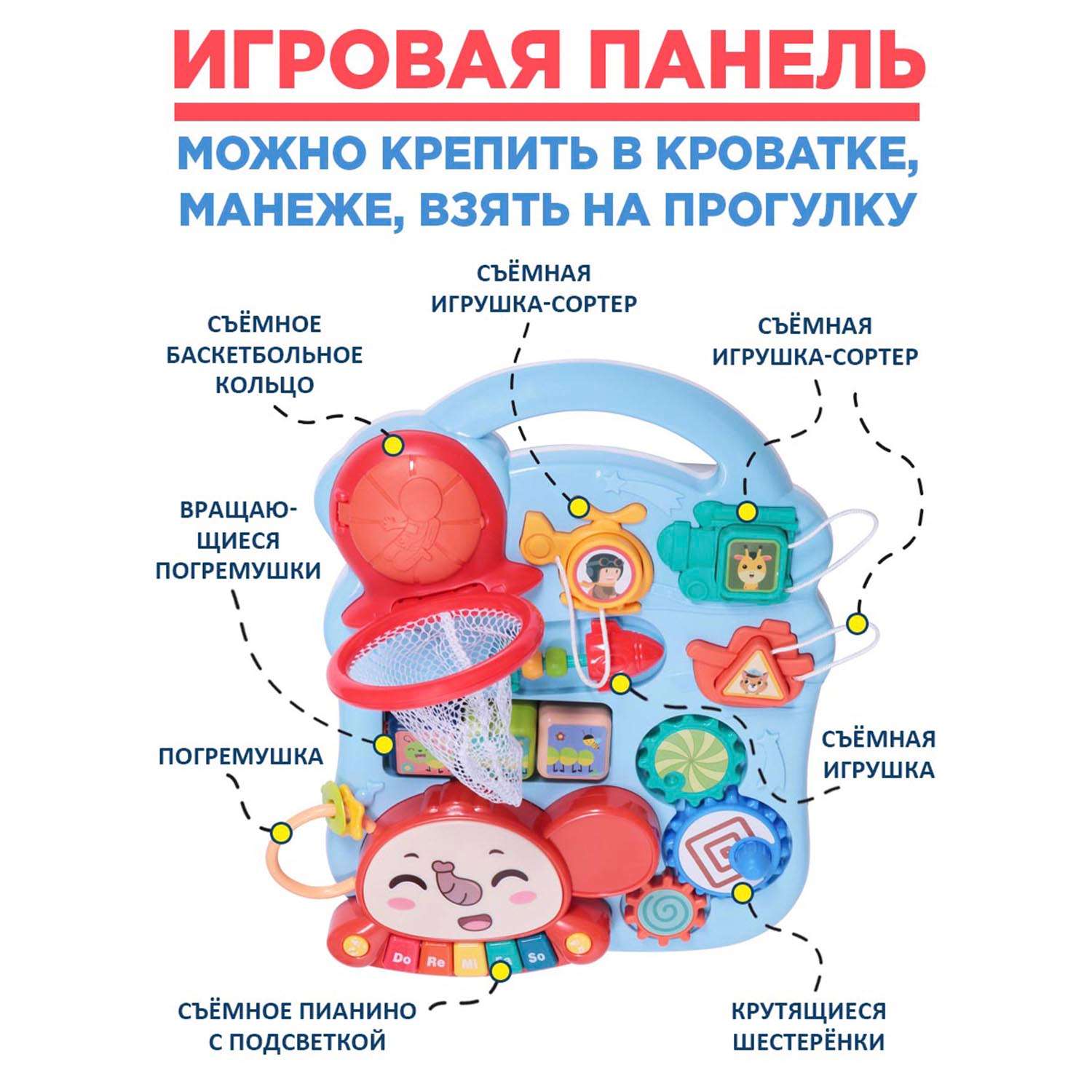 Ходунки-каталка BabyCare 3в1 Solano синие - фото 4