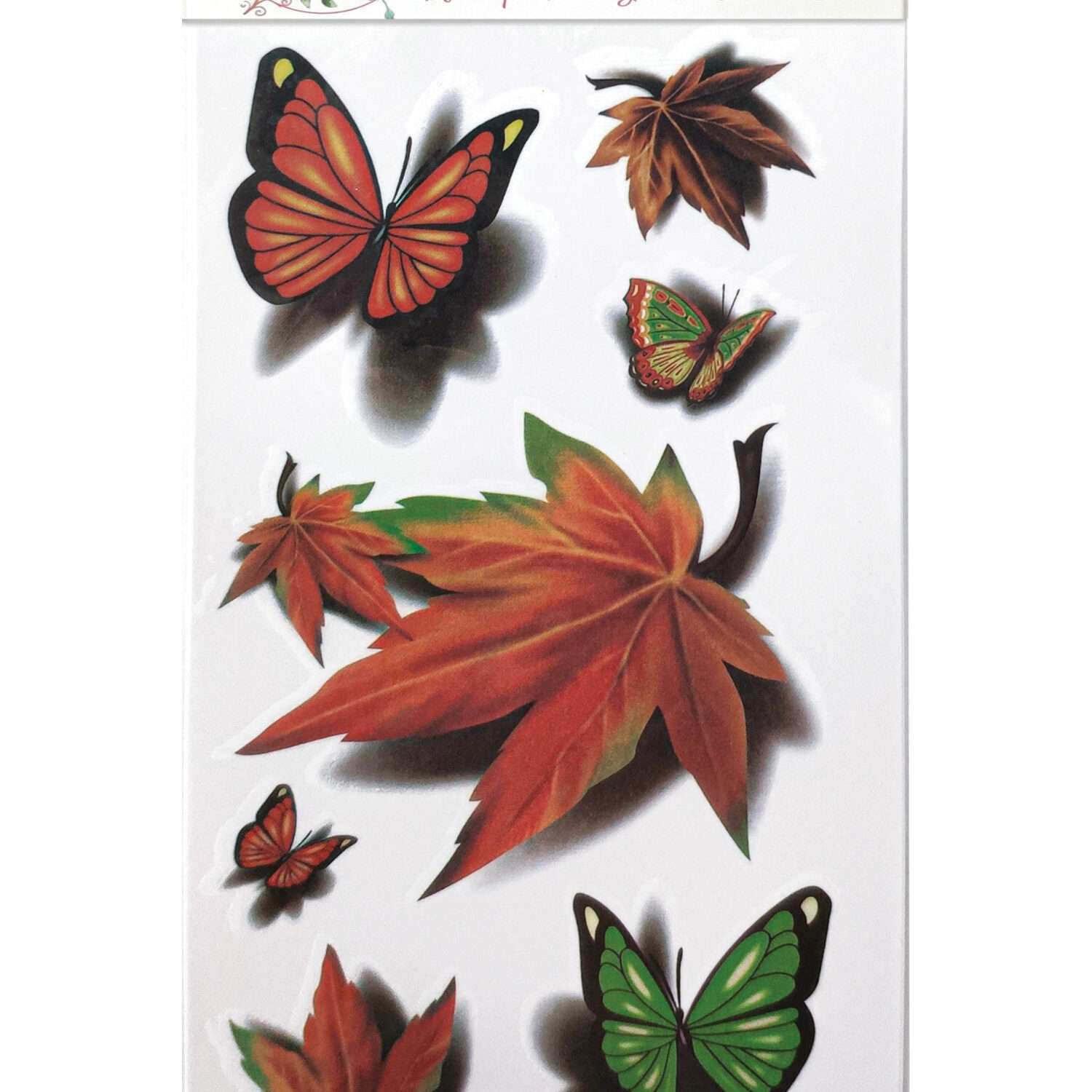 Наклейки Lukky Fashion набор тату 3D бабочки листья - фото 1