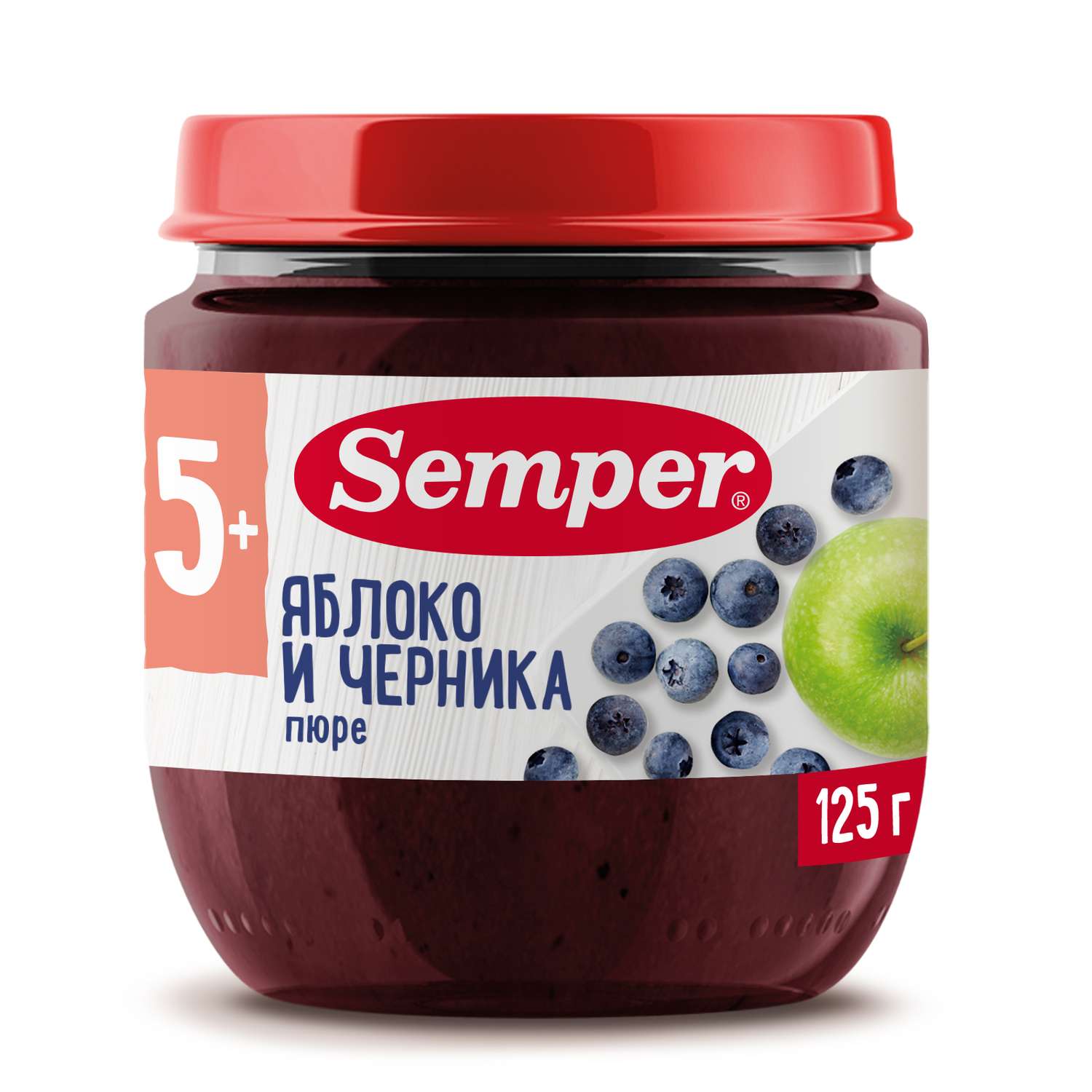 Пюре Semper яблоко-черника 125г с 5месяцев - фото 1