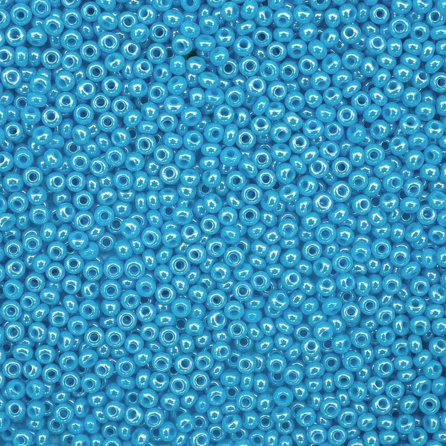 Бисер Preciosa чешский непрозрачный с жемчужным покрытием 10/0 20 гр Прециоза 68020 голубой - фото 2