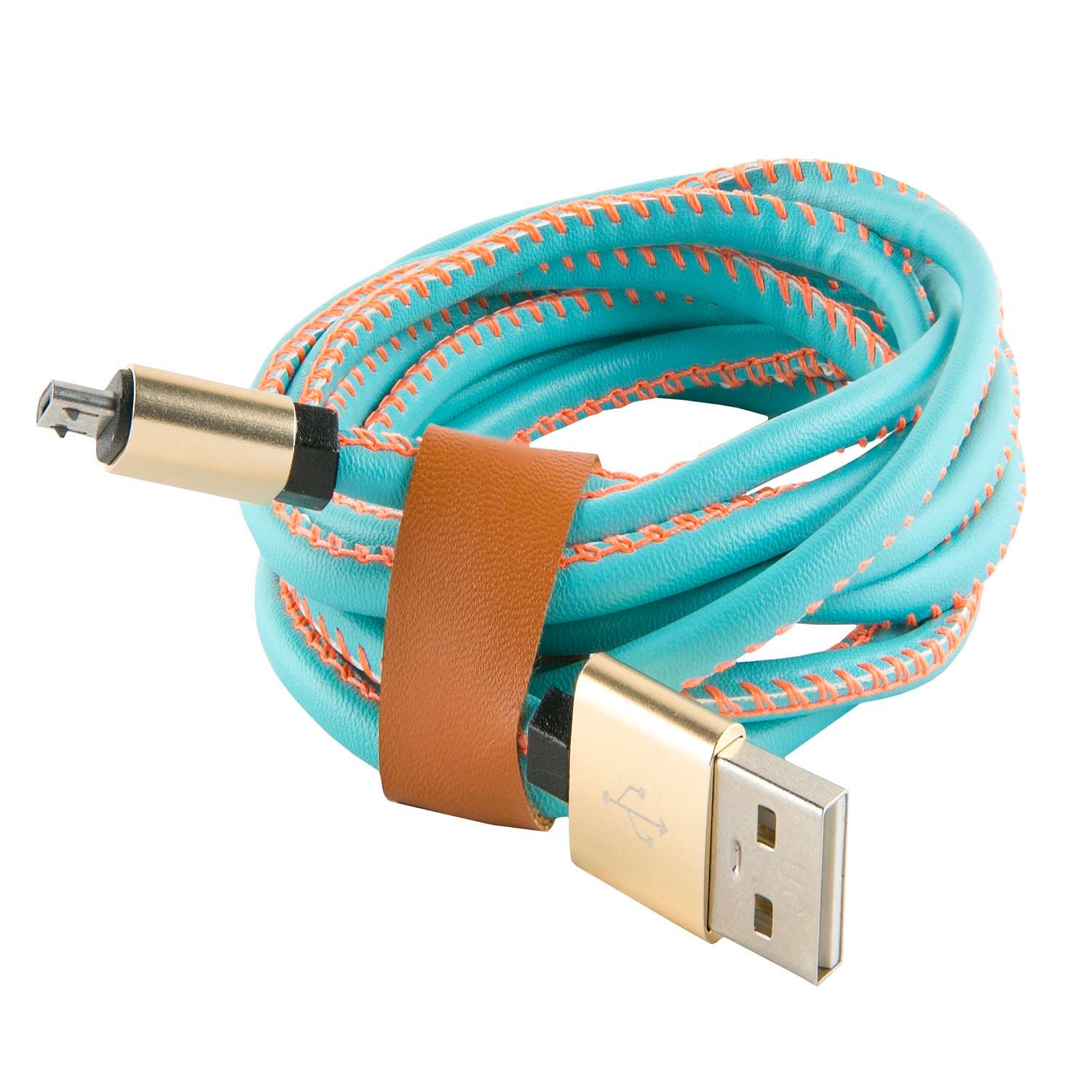 Дата-кабель RedLine USB - micro USB 2 метра оплетка экокожа синий - фото 1