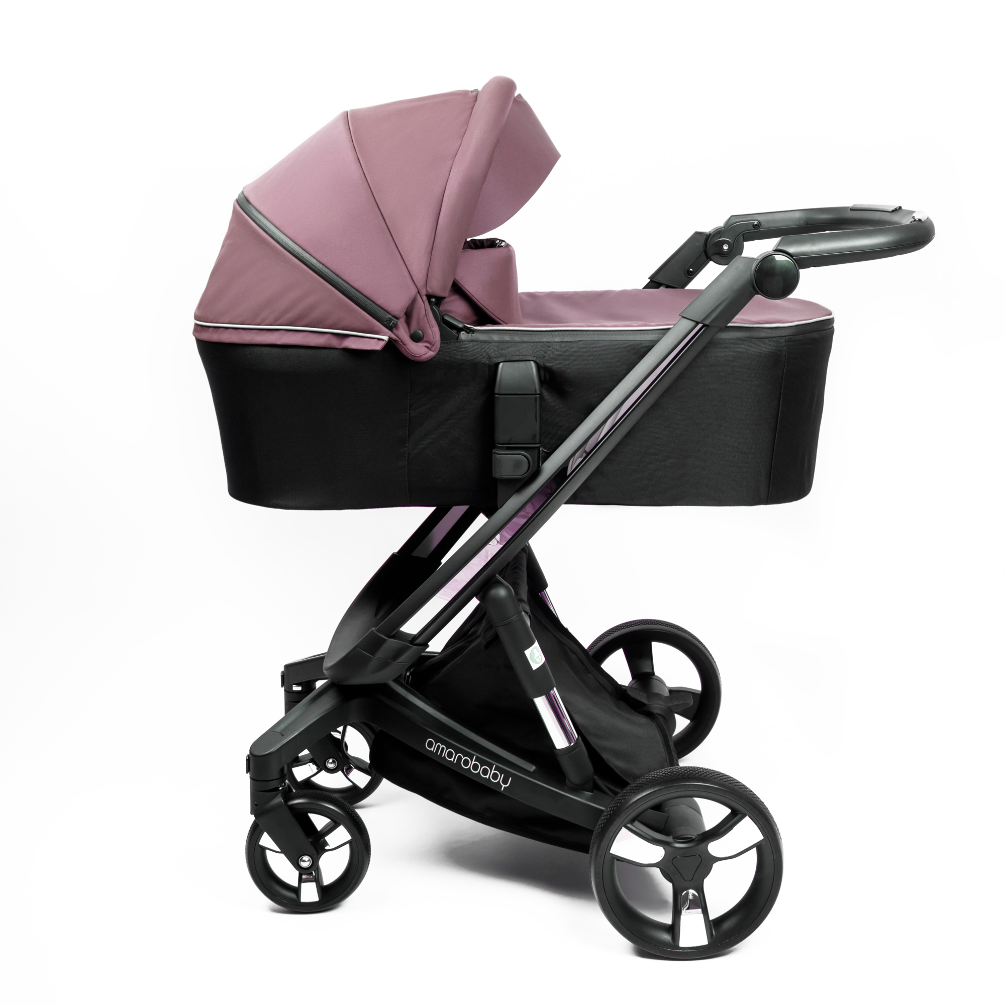 Коляска детская 2 в 1 AmaroBaby TUTUM с AUTO BRAKE розовый - фото 24