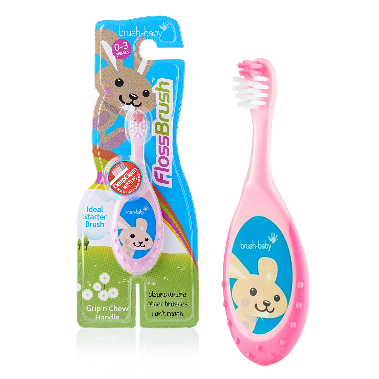 Зубная щетка Brush-Baby FlossBrush 0-3 года розовая - фото 1