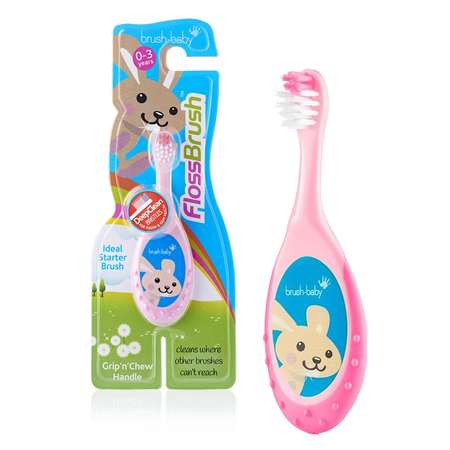 Зубная щетка Brush-Baby FlossBrush 0-3 года розовая