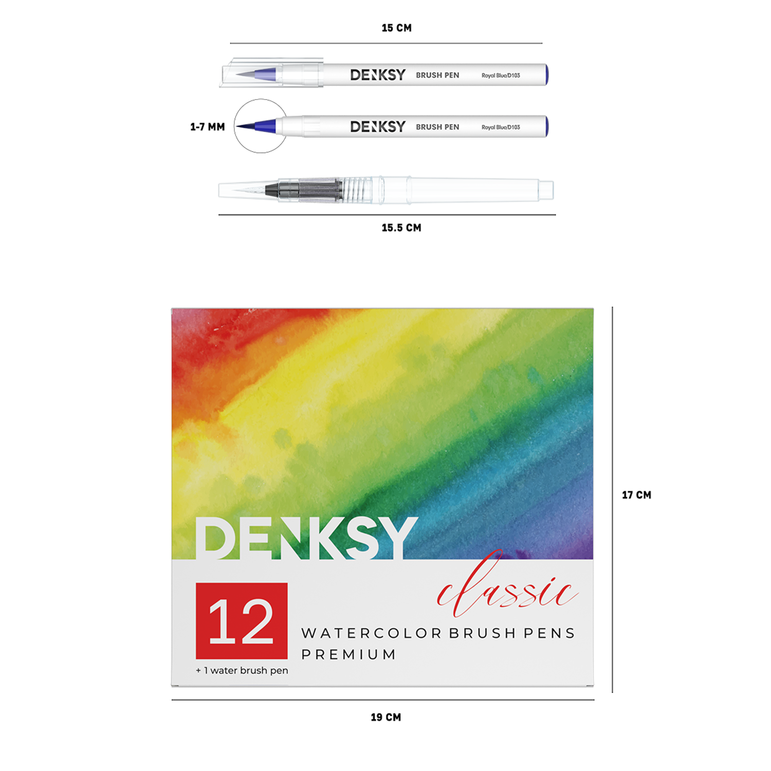 Акварельные маркеры DENKSY 12 Classic цветов в белом корпусе и 1 кисть с резервуаром - фото 9