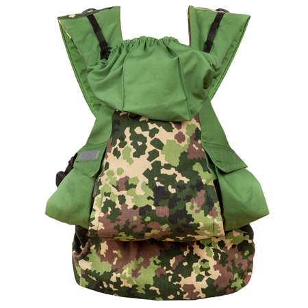 Слинг-рюкзак Чудо-чадо переноска для детей Бебимобиль Позитив камуфляж/зеленый