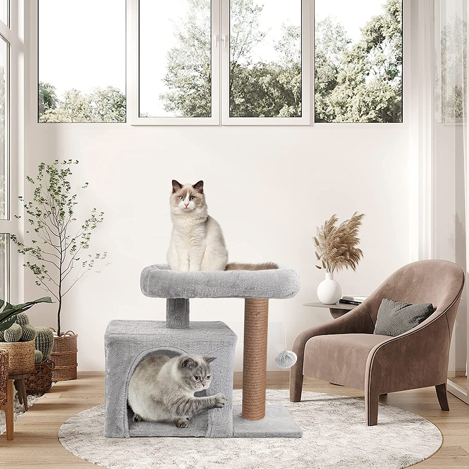 Домик для кошки с когтеточкой Pet БМФ Серый - фото 4