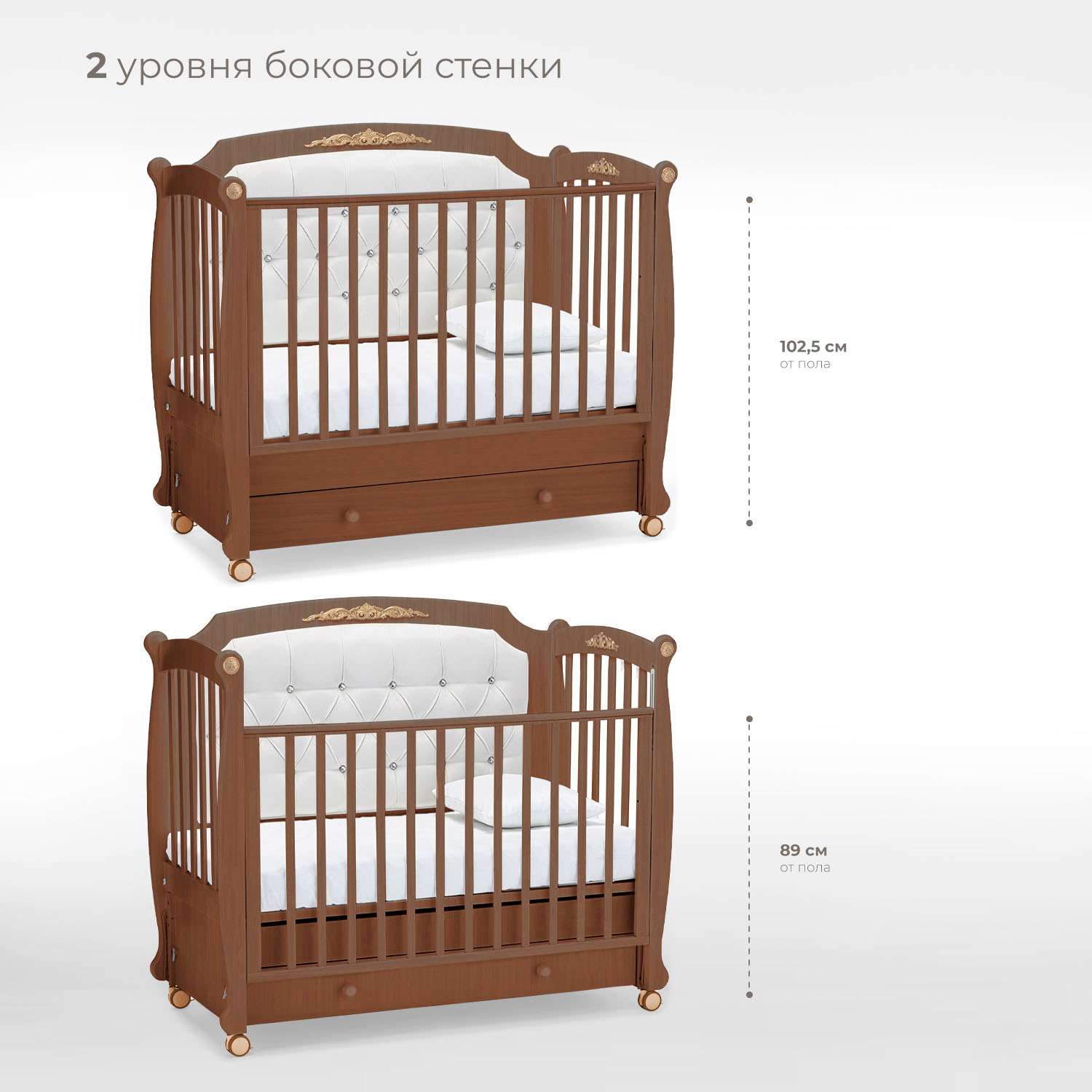 Кровать Nuovita Furore Swing с продольным маятником Noce scuro/Темный орех - фото 3