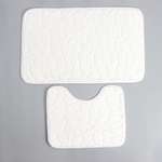 Набор ковриков Доляна для ванной и туалета «Галька» 2 шт: 39×50 50×80 см цвет белый