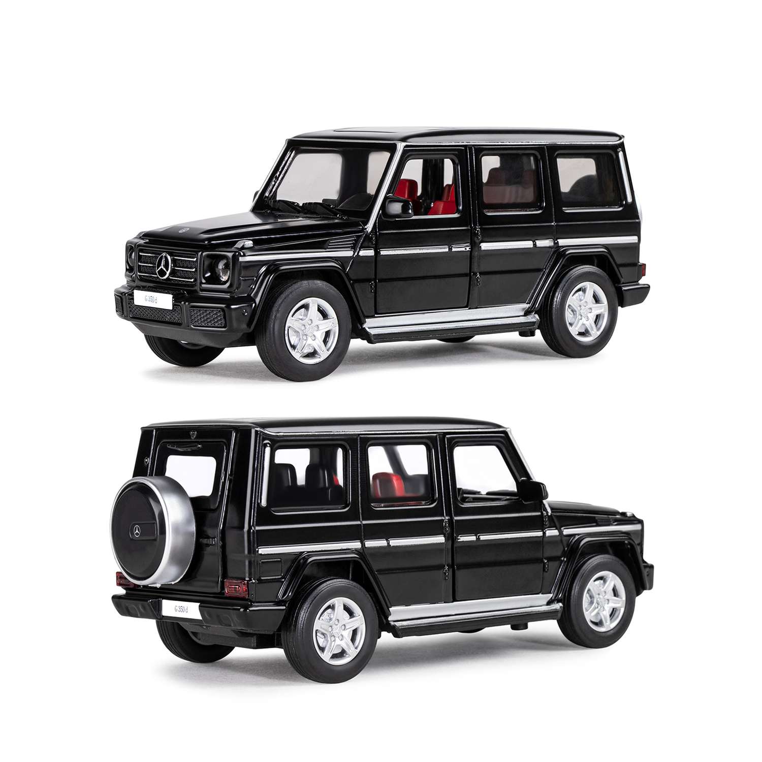 Машинка металлическая АВТОпанорама Игрушка детская 1:32 Mercedes-Benz G350d черный открываются капот передние и задние двери JB1200188 - фото 5
