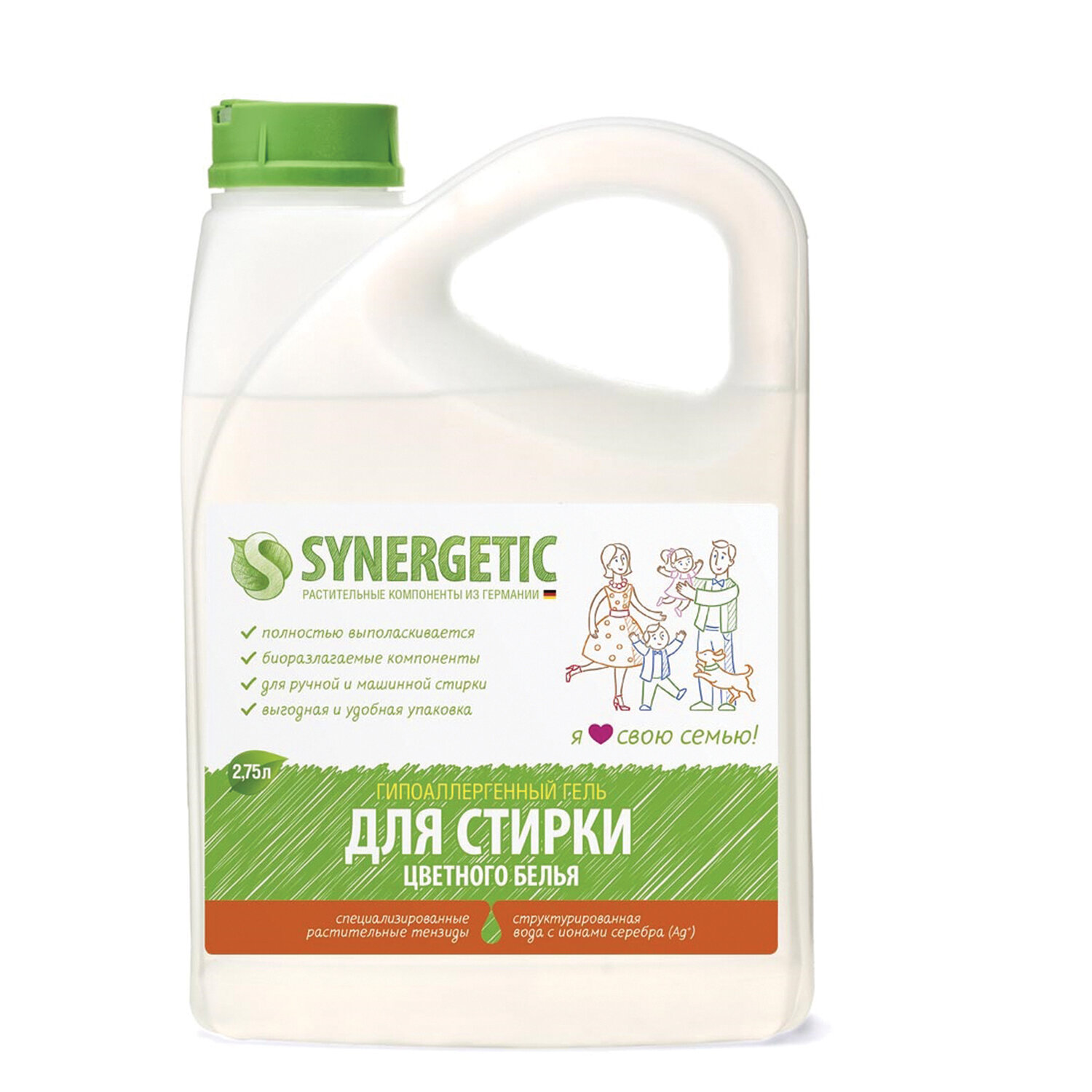 Гель для стирки SYNERGETIC цветного белья 2.75 л - фото 1