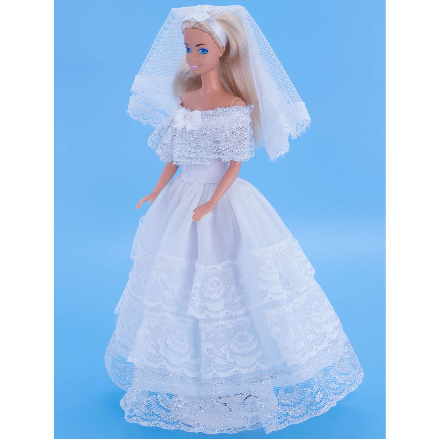 Одежда для кукол Модница 29 см Свадебное платье с фатой 1904 белый-серебро 1904белый&amp;серебро - фото 17