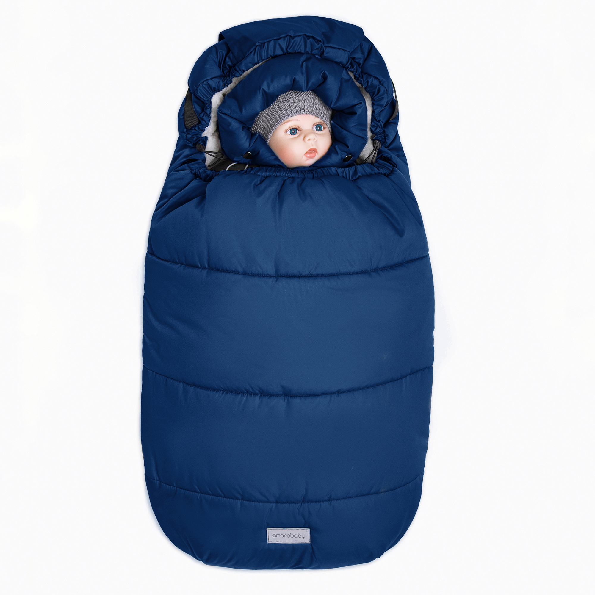 Конверт зимний меховой AmaroBaby Snowy Travel Синий 105 см - фото 12