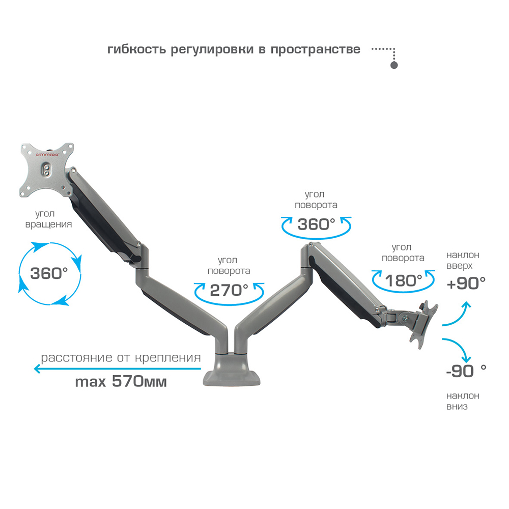 Крепление для мониторов ARMMEDIA LCD-t15. Кронштейн для монитора Arm Media. Two holes Arm крепление.