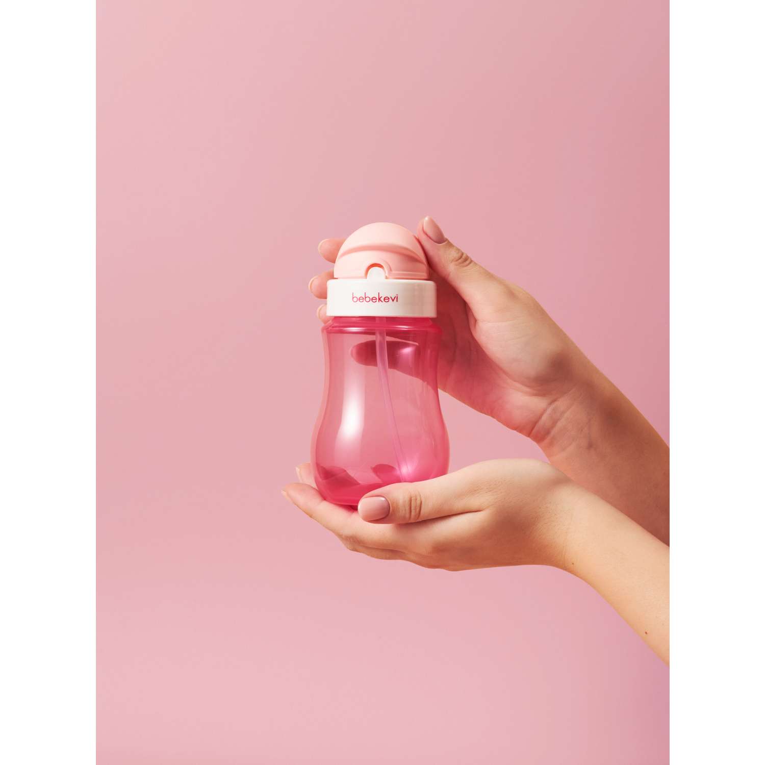 Бутылка для воды Bebekevi с соломинкой розовый - фото 1