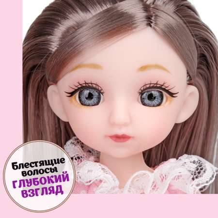 Кукла шарнирная 15 см 1TOY Alisa Kawaii Спальня с длинными волосами брюнетка