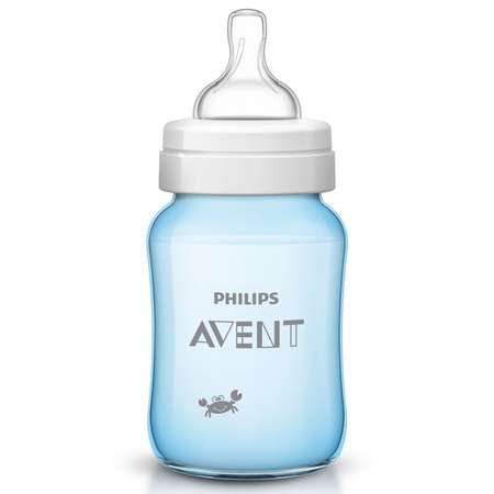 Бутылочка Philips Avent Classic+ SCF573/14 Краб 260 мл с 1 мес+ Голубая (SCF573/14)