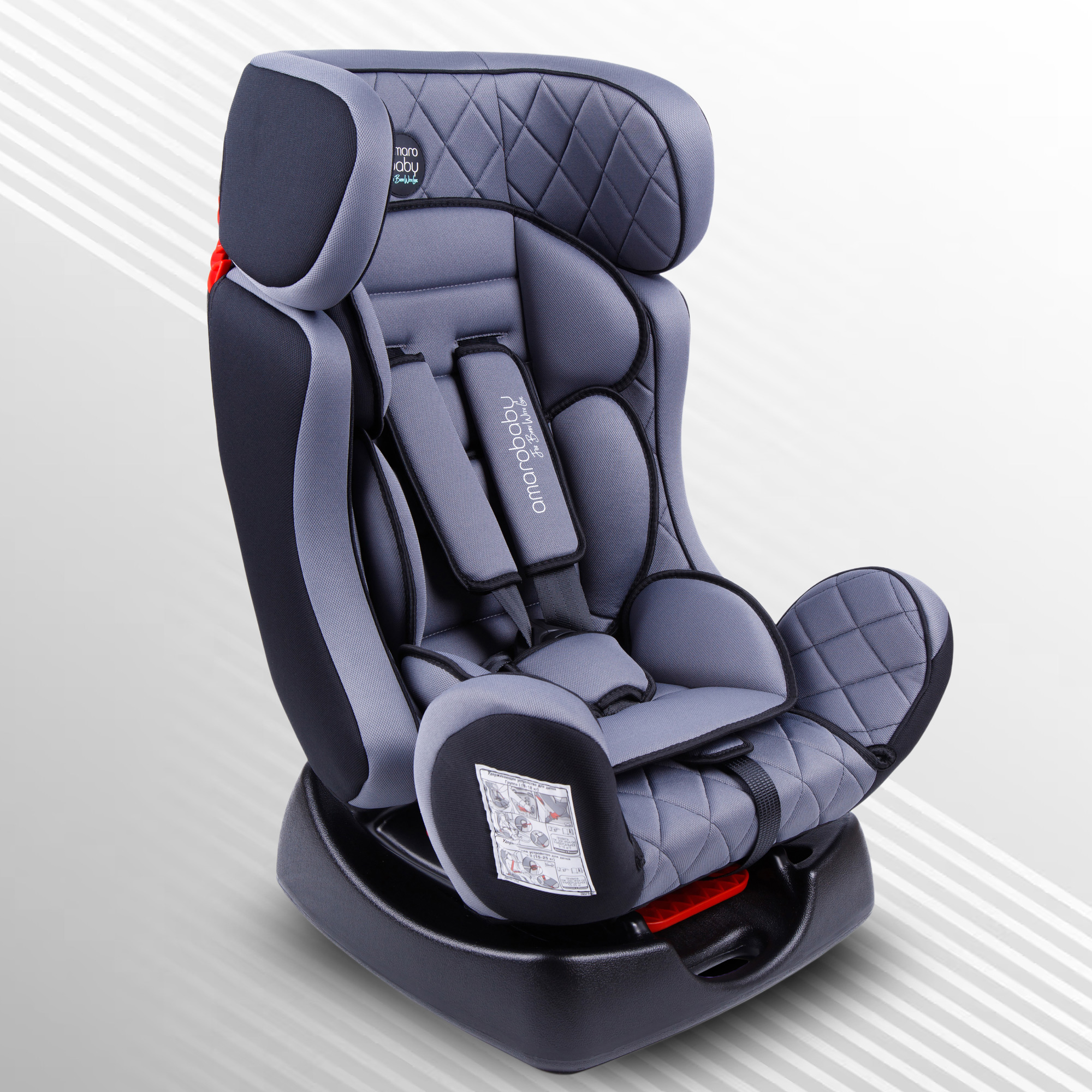 Автокресло детское AmaroBaby Professional группа 0+ I II серый черный - фото 1