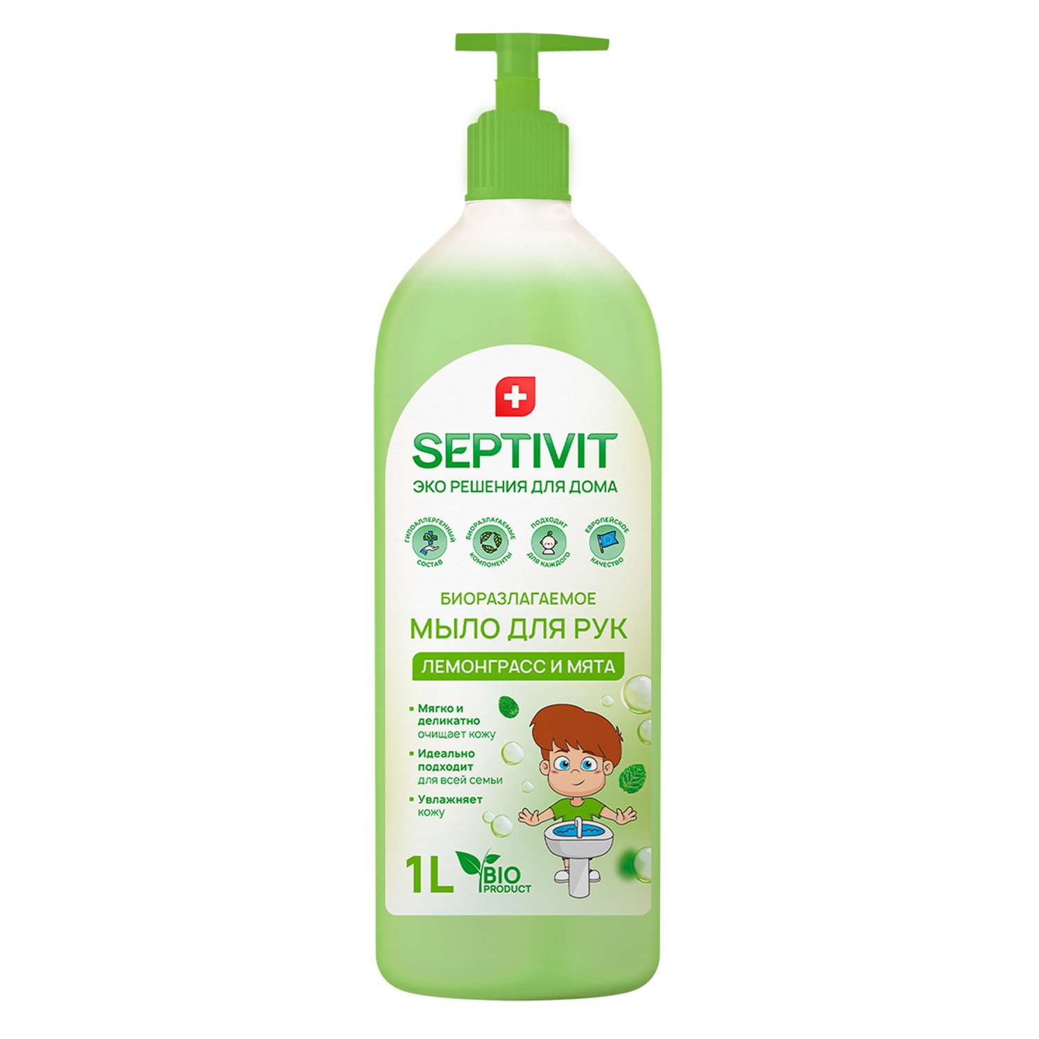 Жидкое мыло SEPTIVIT Premium Лемонграсс и мята 1 л - фото 1
